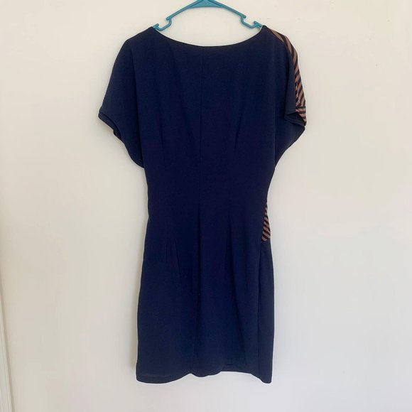 Vintage Mini Dark Blue, Brown Fit Dress Small - Picture 2 of 3